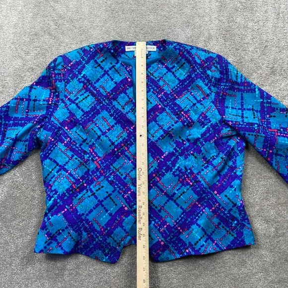 ANNE CRIMMINS for LUMI COLLECTIONS Blue Plaid Silk Skirt Suit Set Size 16 - Picture 15 of 16